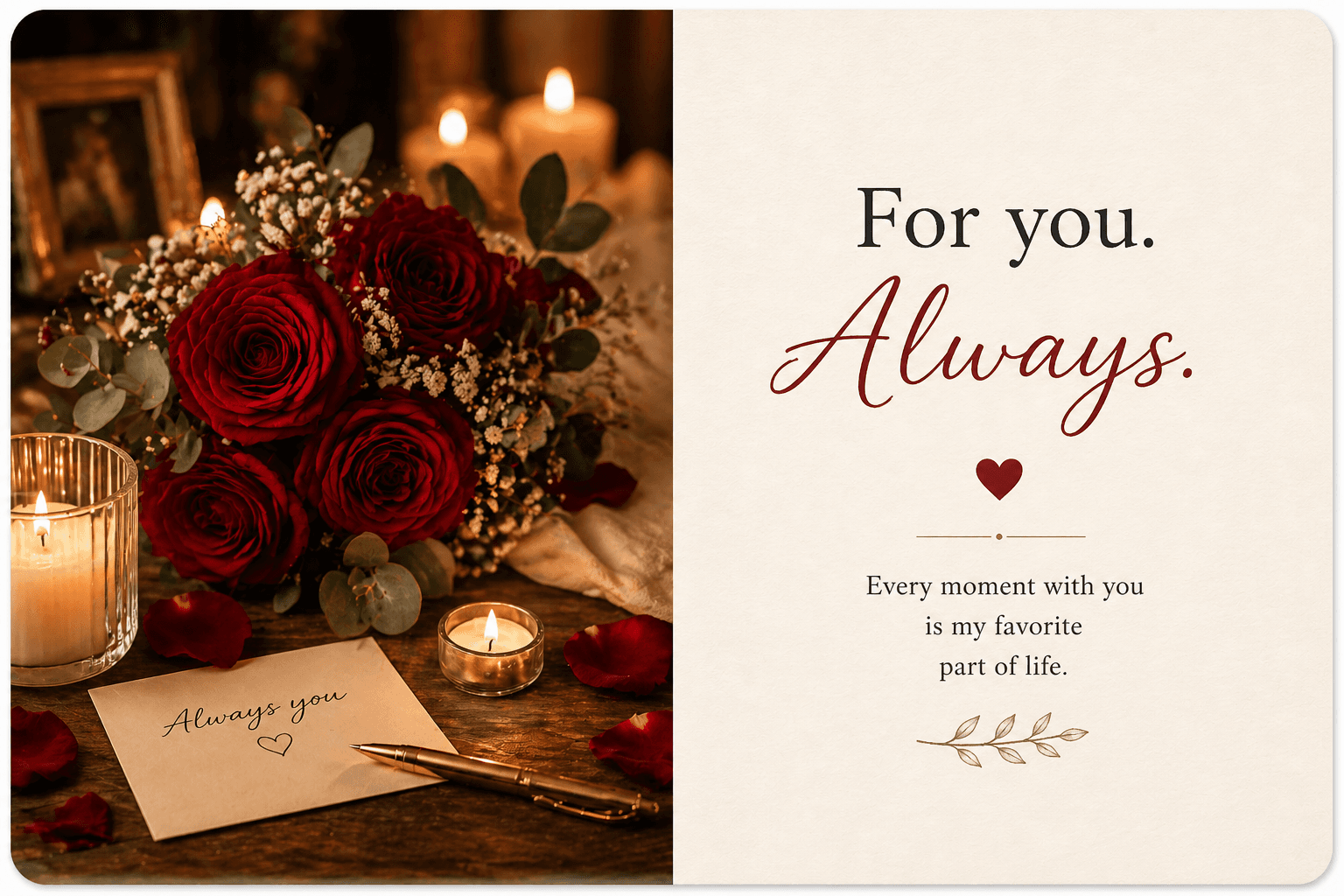 A Mailamoment card, rendered — Romantic Keepsake design